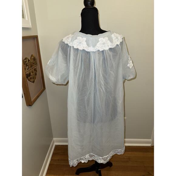 Vintage 60s Pale Blue Chiffon, Baby Doll Nightie by shadowline Small Sexy - Picture 5 of 7